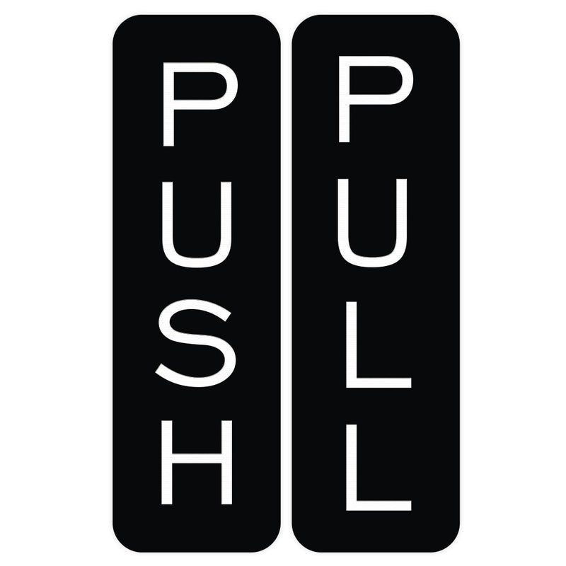 All Quality Basic Vertical Push Pull Door Sign (Black) - Small - Image 1